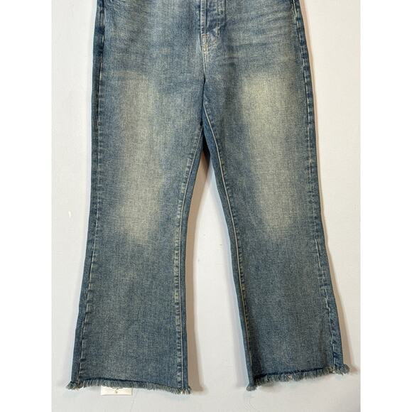 7 for All Mankind Women's Easy Boy Bootcut Jeans Raw Hem Light Wash Blue Size 27 - Picture 4 of 10